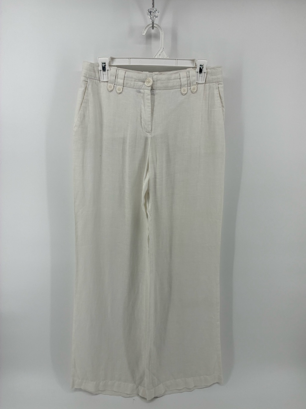 H&M White White Wide-Leg 100% Linen Pants